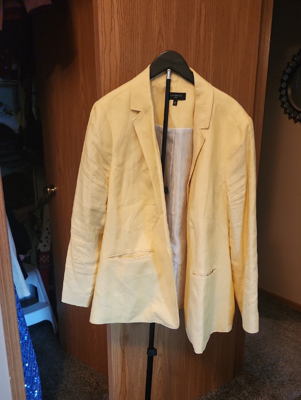 Talbots Soft Yellow Linen Blazer